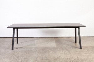 Ally dining table from Danerka, shown with black frame and grey top